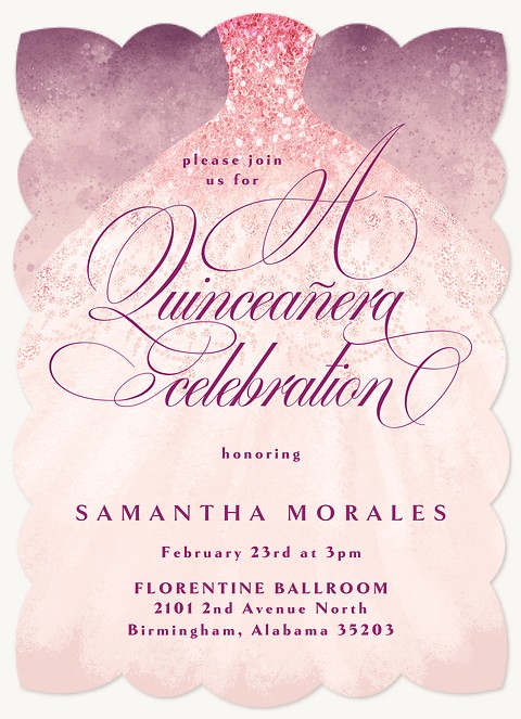 Sparkly Dress Quinceañera Invitations