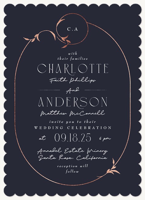 Leaf Oval Wedding Invitations