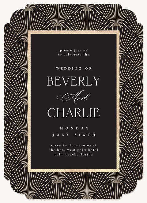 Golden Deco Wedding Invitations