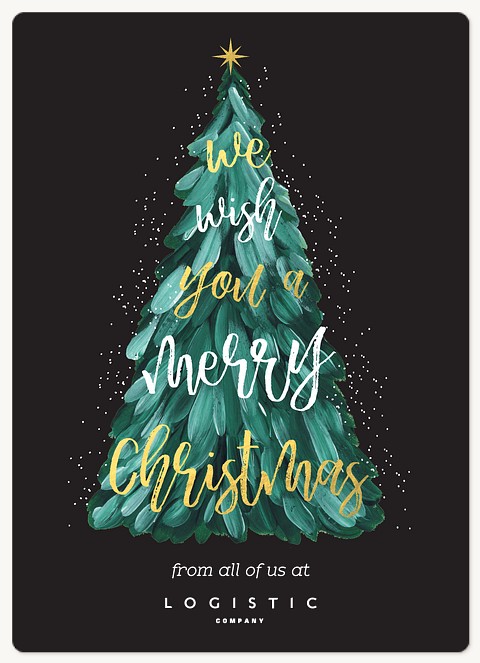 Brushstroke Pine Holiday & Christmas Magnet Cards