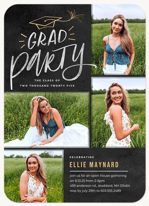 Lettered Party Hat Graduation Cards