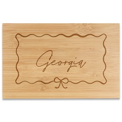 Name with Bow Border Bamboo Wine Gift Set