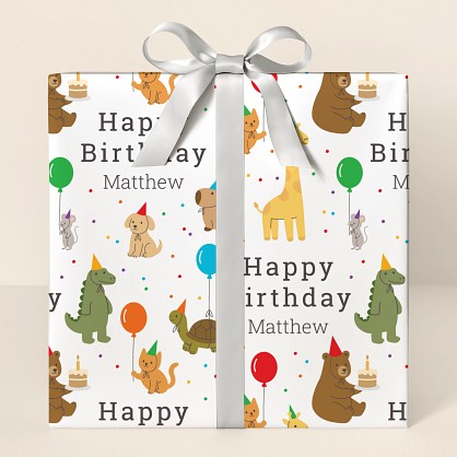 Festive Animals Wrapping Paper