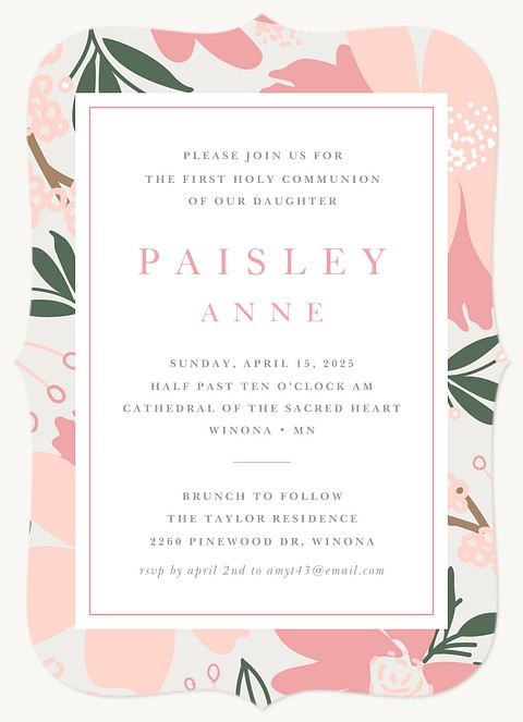 Garden Pastels First Communion Invitations