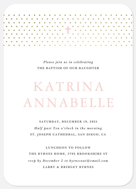 Pindot Celebration Baptism Christening Invitations