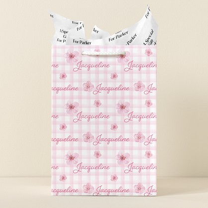Floral Gingham Gift Bag