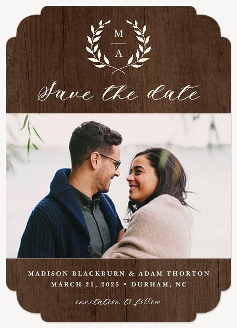 Rustic Laurels Save the Date Cards