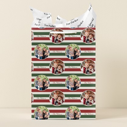 Christmas Stripes Photo Gift Bag