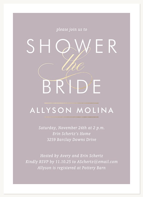 Luxe Simplicity Bridal Shower Invitations