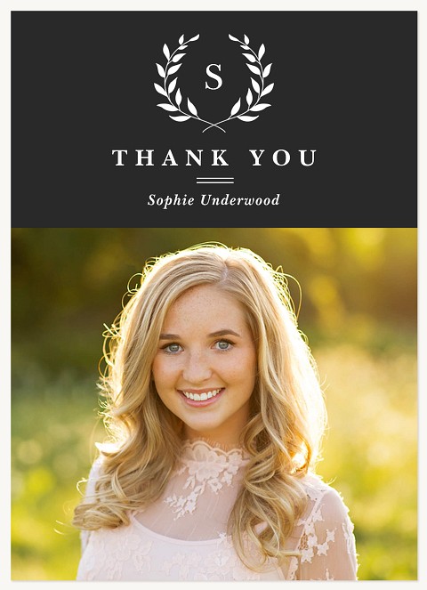 Modern Monogram Graduation Thank You Cards