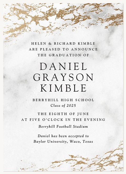 Golden Marble Graduation Announcements