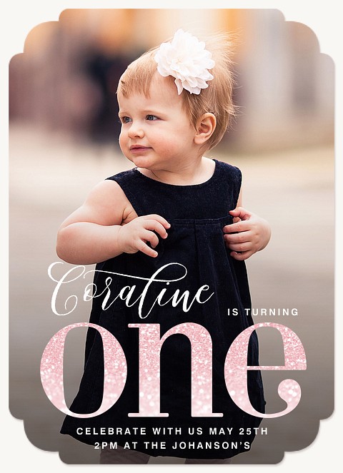 Sparkled One First Birthday Invitations