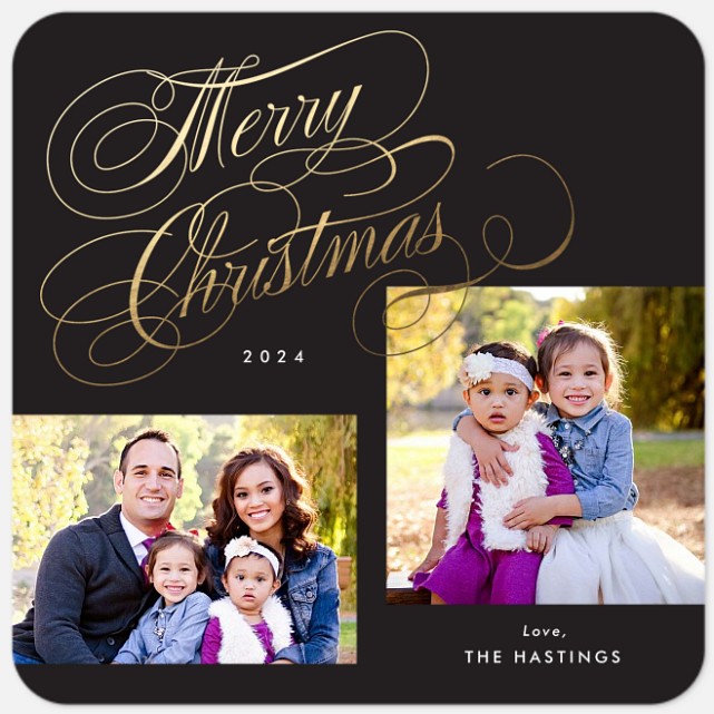 Golden Flourish Holiday Photo Cards