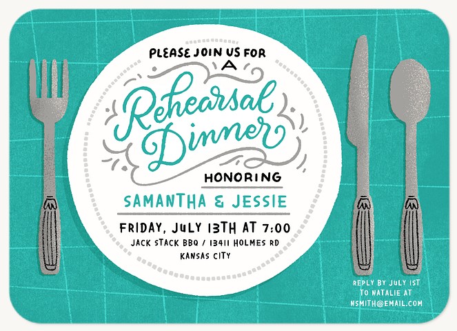 Retro Setting Rehearsal Dinner Invitations