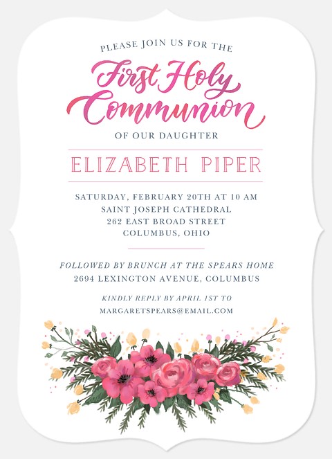 Communion Garland First Communion Invitations