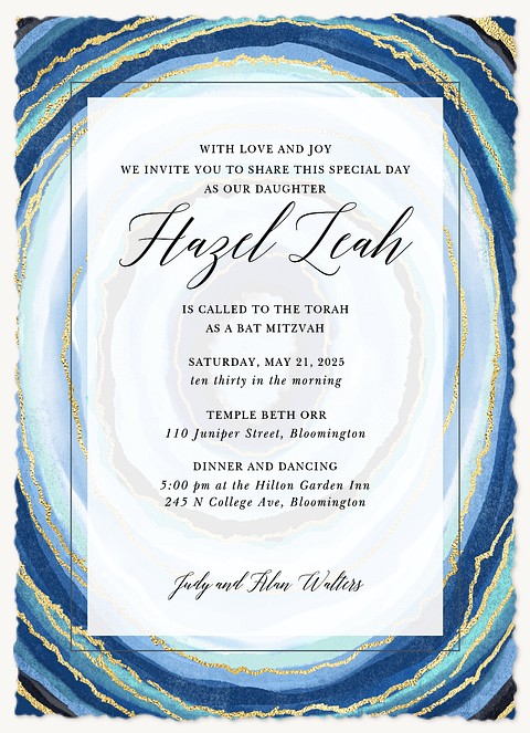 Gilded Agate Bat Mitzvah Invitations