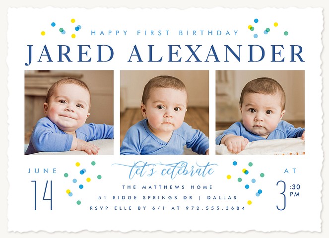 Tiny Confetti First Birthday Invitations