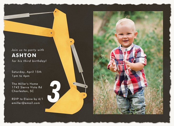 Big Dig Kids Birthday Invitations