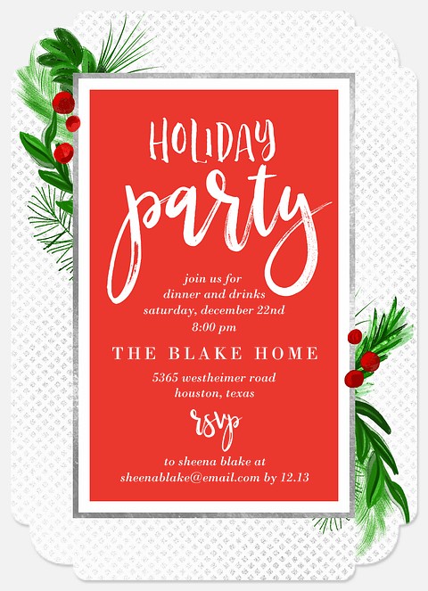 Modern Mistletoe Holiday Party Invitations