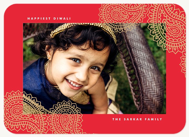 Golden Paisley Diwali Holiday Cards