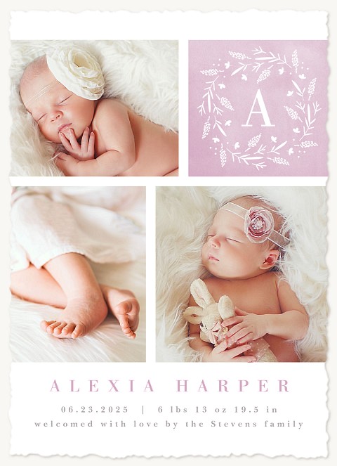 Stenciled Monogram Baby Announcements