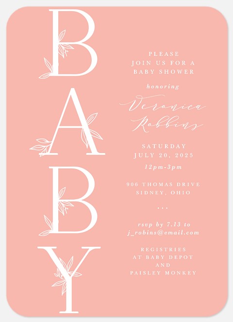 Stacked Serif Baby Shower Invitations