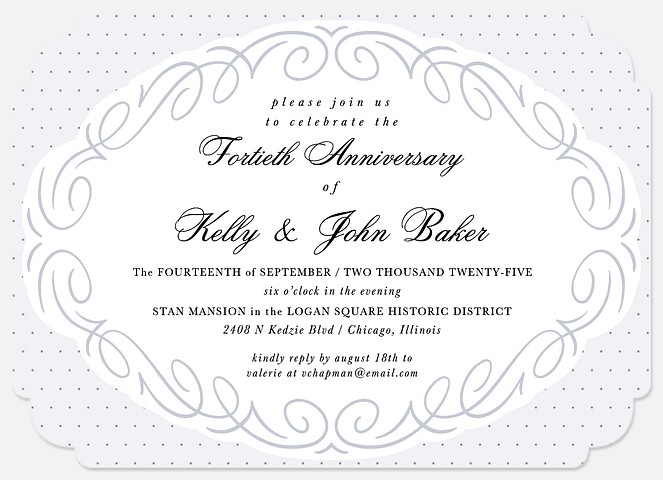 Oval Flourish Anniversary Invitations