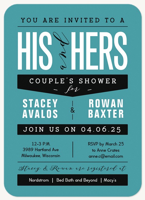 His & Hers Bridal Shower Invitations