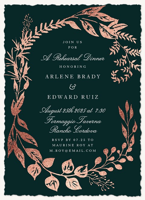 Emerald Rose Rehearsal Dinner Invitations