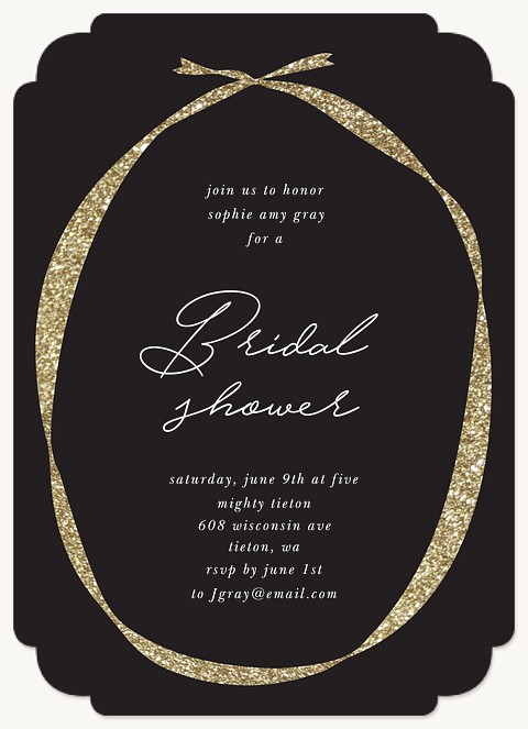 Glittered Ribbon Bridal Shower Invitations