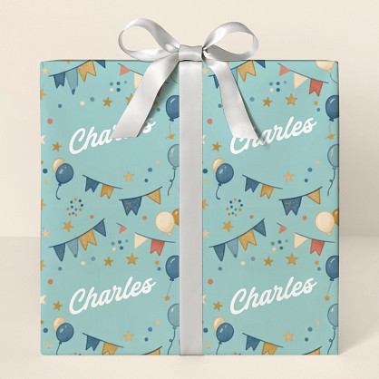 Personalized Congratulations Celebration Balloons & Bunting Wrapping Paper