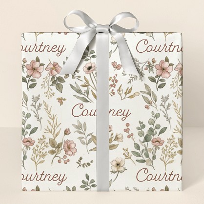 Personalized Botanical Wildflower Custom Name Wrapping Paper