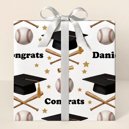 Personalized Baseball Graduation Celebration Wrapping Paper