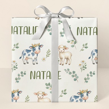 Personalized Farm Animals Baby Shower Wrapping Paper