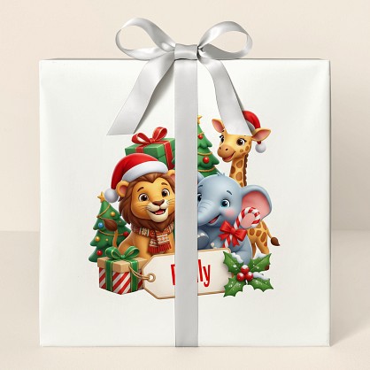 Personalized Safari Animals Christmas Wrapping Paper