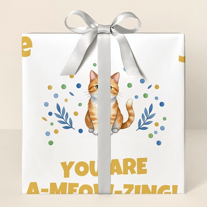 Personalized Watercolor Cat Congratulations Wrapping Paper