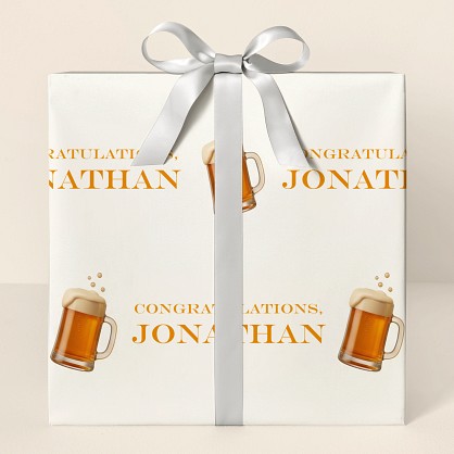 Personalized Beer Mug Congratulations Wrapping Paper