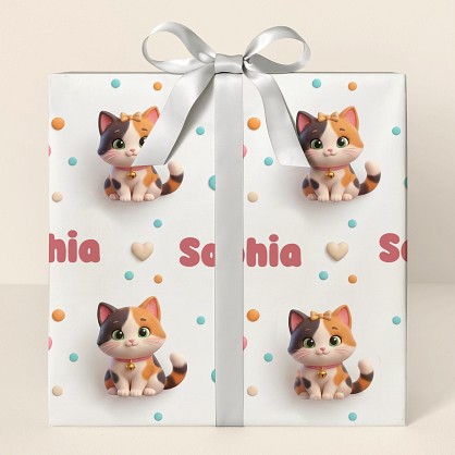 Personalized 3D Cartoon Cats Wrapping Paper