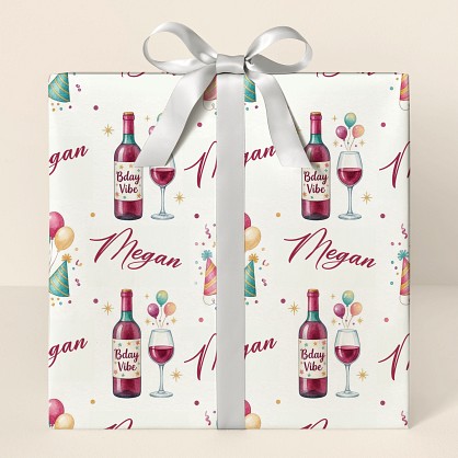 Personalized Wine Birthday Celebration Wrapping Paper