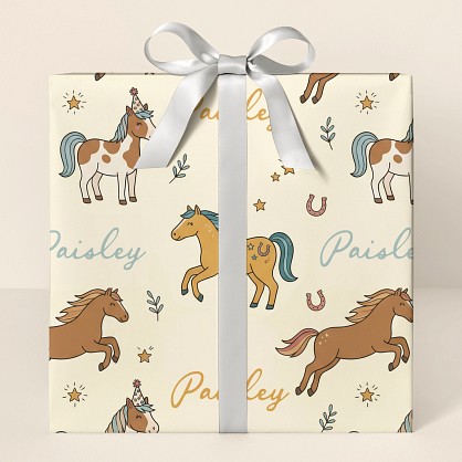 Personalized Horse Birthday Celebration Wrapping Paper