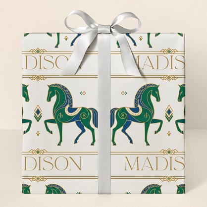Personalized Art Deco Horse Pattern Wrapping Paper
