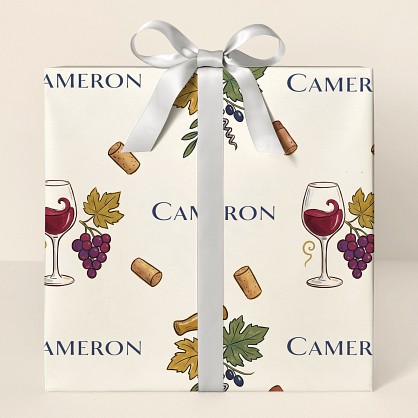 Personalized Wine Lover's Hand-Drawn Wrapping Paper