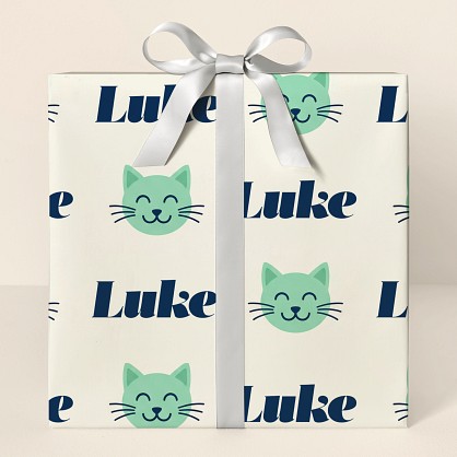 Personalized Happy Cat Faces Wrapping Paper