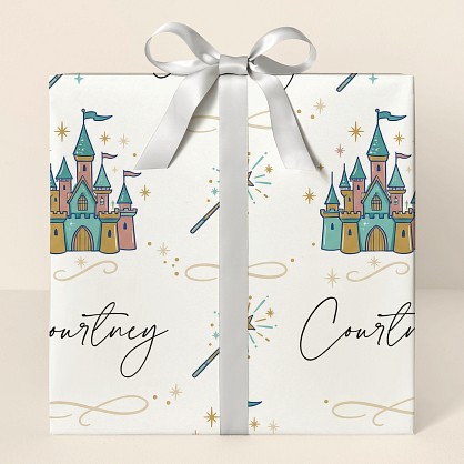 Personalized Princess Castle Congratulations Wrapping Paper