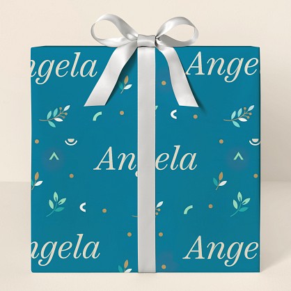 Personalized Botanical Teal Pattern Wrapping Paper