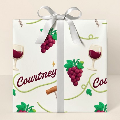 Personalized Wine Vineyard Pattern Wrapping Paper