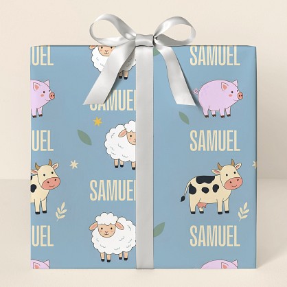 Personalized Farm Animals Kids Wrapping Paper
