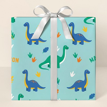 Personalized Dinosaur Adventure Kids Wrapping Paper