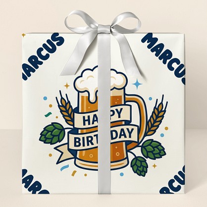 Personalized Beer Birthday Celebration Wrapping Paper