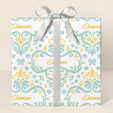 Personalized Baby Shower Damask Wrapping Paper